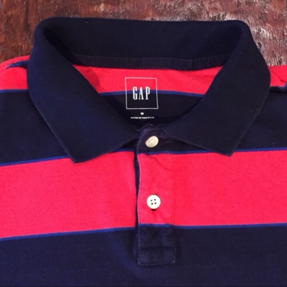 GAP Red Multi Stripe Rugby Polo Shirt - Picture 2 of 6